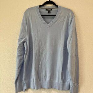 Lands End Mens Lightweight Sweater Size L 42-44 Light Blue 100% Cotton